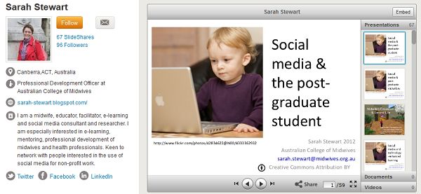 Sarah Stewart's profile page on Slideshare