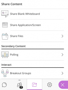 Screenshot of Share Content menu
