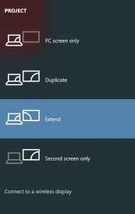 screen selection menu