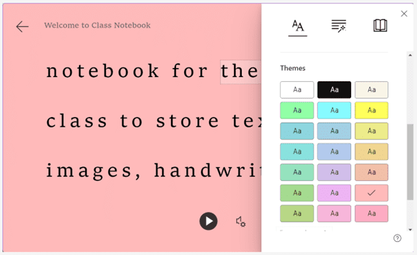 Screenshot showing background colour preferences with the Immersive Reader in Teams